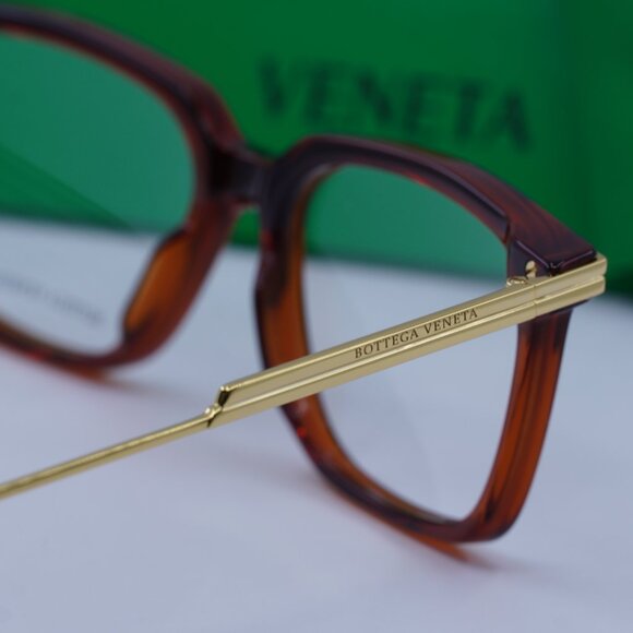 Bottega Veneta BV1009O 004 Square Eyeglasses – Burgundy/Gold 54mm - Picture 10 of 11